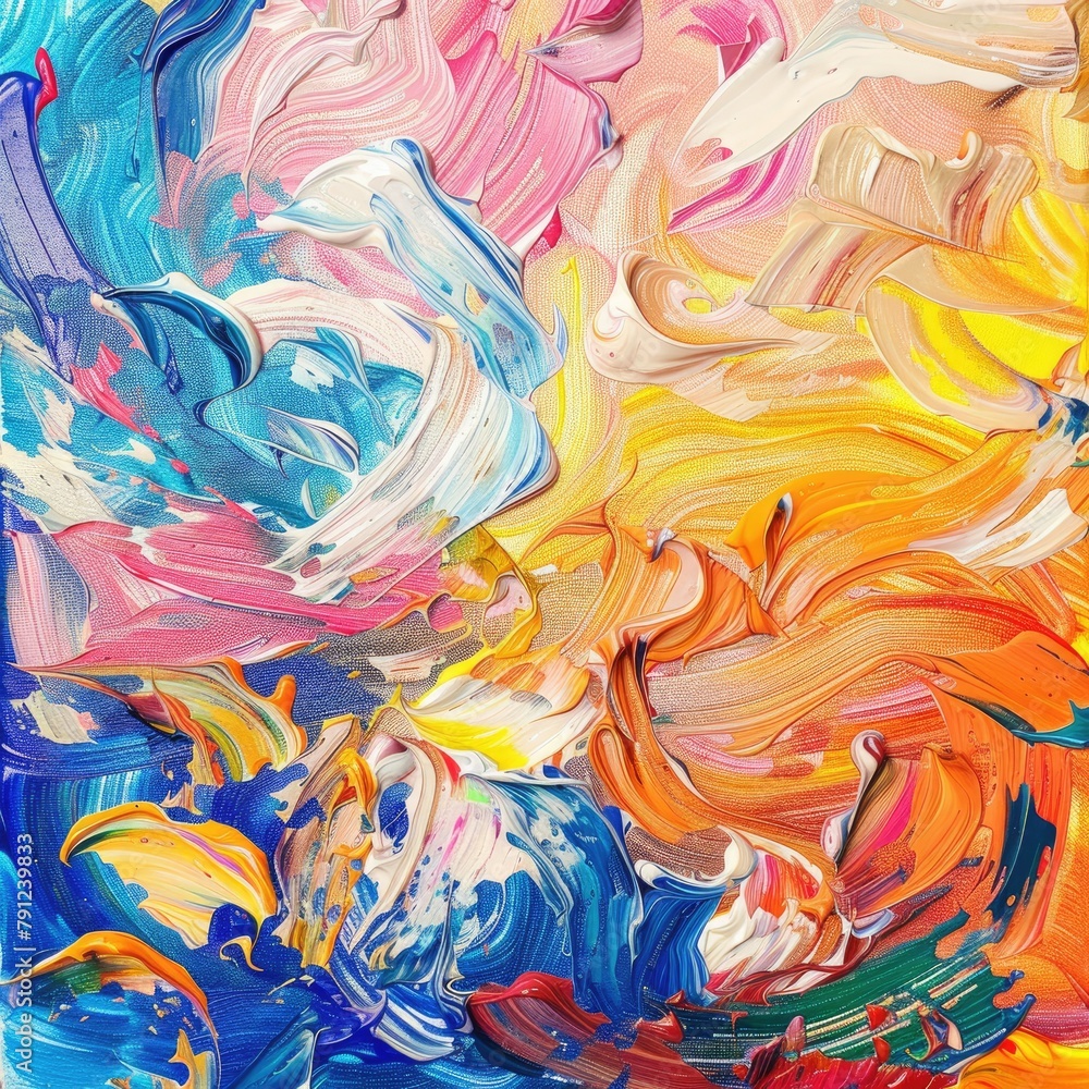 Aufkleber colorful abstract paint strokes canvas - bright and dynamic abstract canvas filled with bold strokes