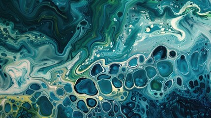 Acrylic Pour in Shades of Blue and Green