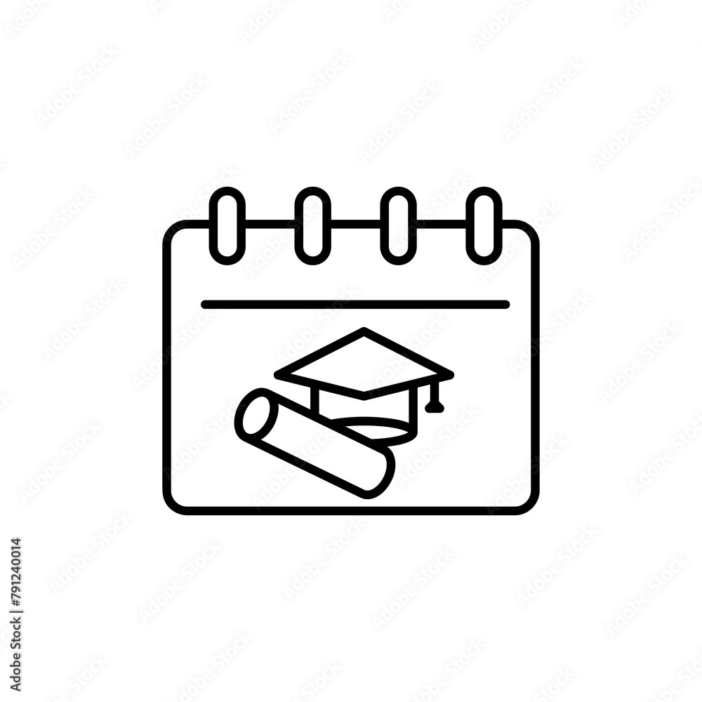 Aufkleber graduation event management icon. vector flat liner illustration for web and app..eps