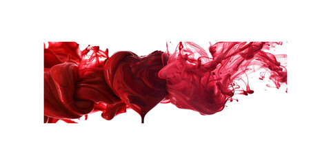 red heart is depicted in an abstract, fluid manner with swirling lines and splashes of color that create the appearance of liquid flow or movement. The background is white