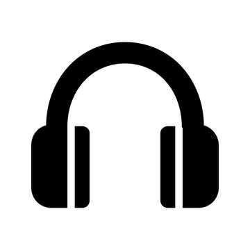 recommend clip art: Vector headphones icon. Black symbol silhouette isolated on modern gradient background
