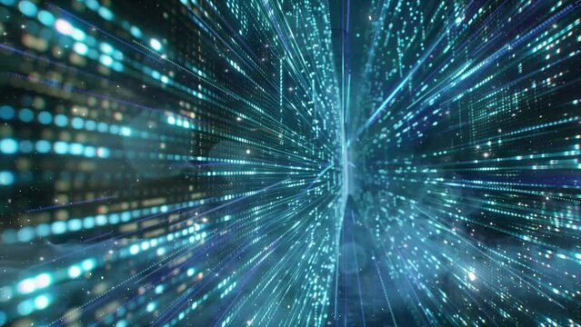 binary code data bit screen display on laptop computer. seamless looping overlay 4k virtual video animation background
