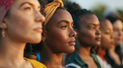 Closeup of a group of diverse individuals standing together in solidarity with the words We Believe Survivors written in the background. This image represents the importance of supporting .