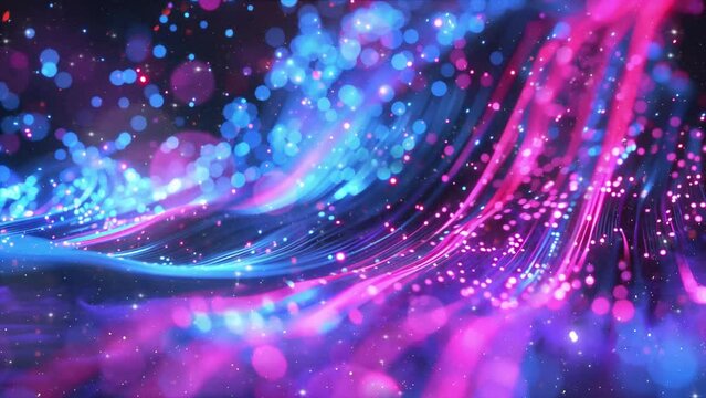 abstract background pink blue neon light illustration.  cyber technology background. 3D render . seamless looping overlay 4k virtual video animation background