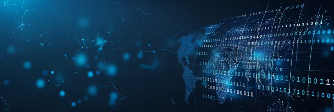 the background and highlights multicurrency credit platform is transforming global financial governance and mitigating FX, blue colors, aspect ratio 3:1