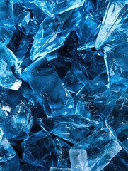 Glistening Blue Crystals Macro Photography - Detailed image showcasing the glittering texture of blue-hued crystal formations in a close-up view