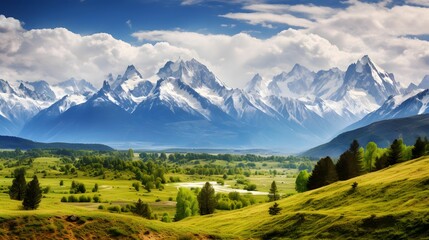 Panoramic view of the alps in New Zealand, South Island