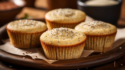 Freshly baked gluten-free quinoa muffins, close-up, with a focus on the moist texture and vibrant, natural ingredients.