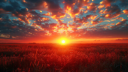 sunset over the field