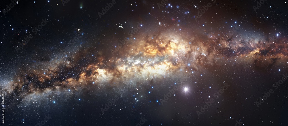 Aufkleber the close up image showcases a wondrous galaxy teeming with multiple stars and a brilliant light shi