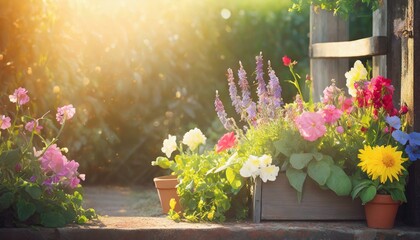 flowers in the garden, summer, bouquet, decoration, pot, blossom, 
