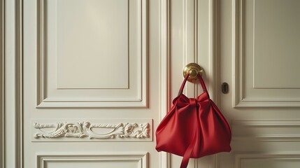 Timeless Red Handbag on Polished Gold Handle