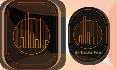 BARBECUE FIRE-  Symbol and combinationmark logo, vector design..