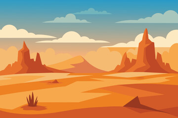 A dry desert landscape vector design - obrazy, fototapety, plakaty