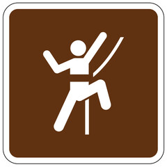Campground sign for land recreation sign technical rock climbing