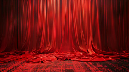 A red curtain with a red background