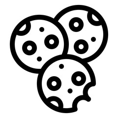 pastry cookie outline icon and illustration