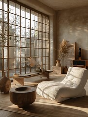 Modern Japanese-Style Living Room Interior with Natural Light