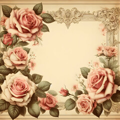 frame of roses on a white. rose, flower, frame, love, heart, roses, pink, card, border, valentine, day, floral, leaf, Ai generated 