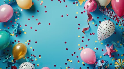 Party planning supplies with confetti balloons