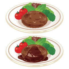 皿に盛られたハンバーグ