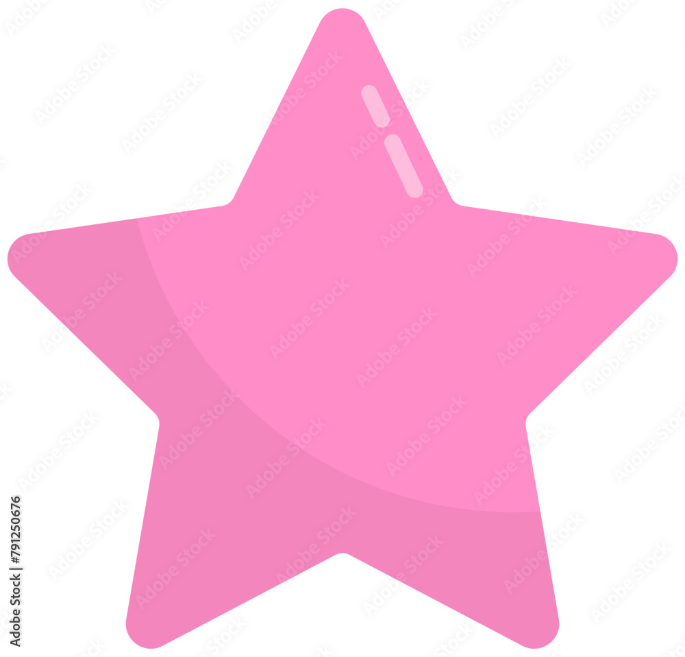 Wall mural shiny pink star icon on white background isolated on white background.