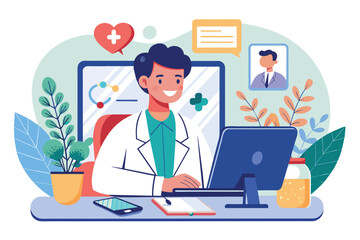 doctor with online medical consultation concept. EPS