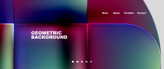 This geometric background features a rainbow of colors including Purple, Azure, Violet, Magenta, and Electric blue. It is displayed in a rectangle shape using technology on a display device