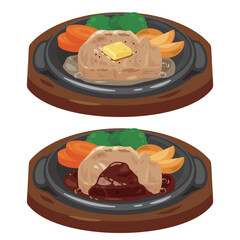 鉄板に盛られたポークステーキ