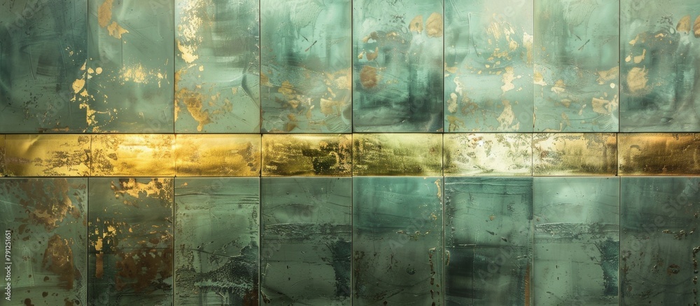 Poster Metallic surface displaying an array of vivid colors in a close-up view, showcasing a variety of hues and shades