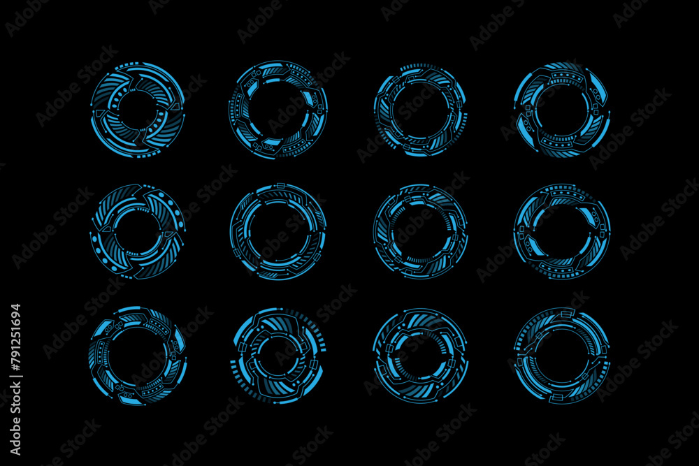 Wall mural Circle futuristic interface technology hud vector design elements