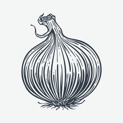 Onion woodcut drawing vector