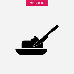 Butter bar and knife vector icon, simple flat illustration on white background..eps