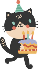 Cute cat with cake illustration vector