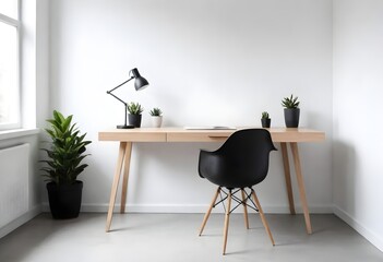 Clean Aesthetic Scandinavian style table, desk with decorations	

