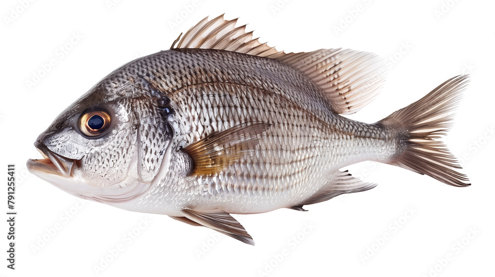 Wall mural Giilt head bream on white background