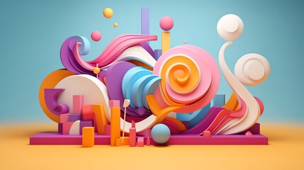 A playful branding project showcasing a logo composed of curved soft forms and bright sweet colors accompanied by a tagline in a statement 3D typeface that pops off the page