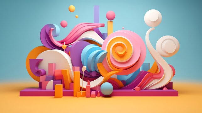 A playful branding project showcasing a logo composed of curved soft forms and bright sweet colors accompanied by a tagline in a statement 3D typeface that pops off the page
