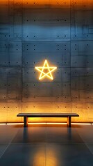 Obraz premium Contemplative Solace: Illuminated Star of David & Bench in Holocaust Museum