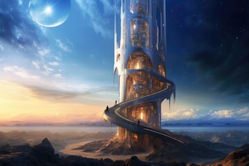 Oracle's Observatory: A tower with an oracle gazing into the future.