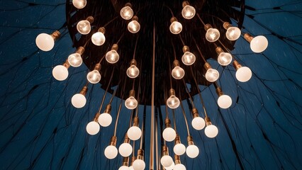 A striking photograph of multiple light bulbs suspended in an intriguing, asymmetrical pattern... webimage