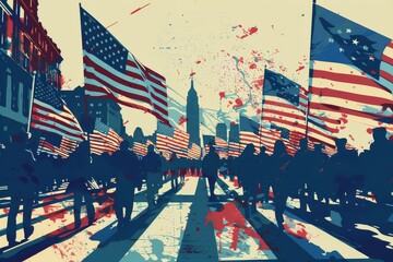 United States Of Americas Independence Day Parade - obrazy, fototapety, plakaty
