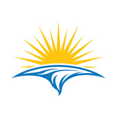 beautiful sea sunset view logo design