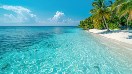Fototapeta na wymiar A pristine tropical beach with clear blue water