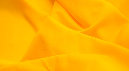 Yellow Background Cloth Fabric Orange Color Gradient Texture Pattern Silk Wave Banner Gold, Fashion Material Backdrop Poster for Summer Tropical Travel Holidays, Satin Mockup Luxury Premium.