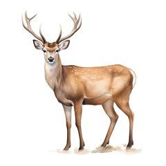 Watercolor deer isolated on white background. Hand drawn illustration for your design
