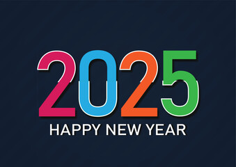 2025 Happy New Year. Holiday greeting card design