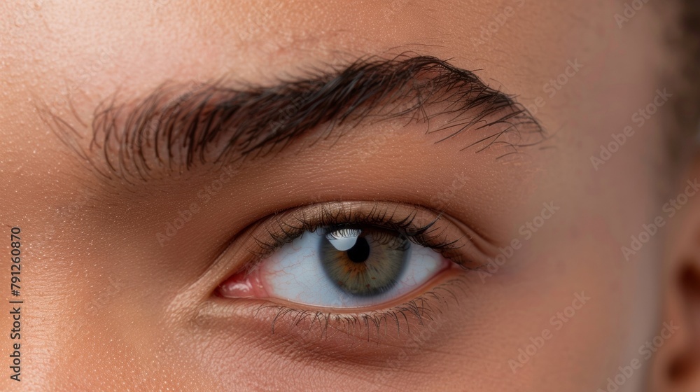 Poster one brow is raised slightly higher than the other creating a quizzical and playful expression. .