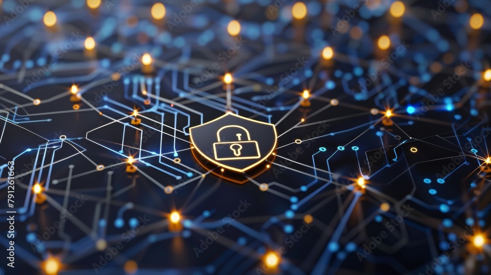 Aufkleber Digital Shield Safeguarding a Network: World Password Day Concept with Encrypted Connectivity and Cybersecurity