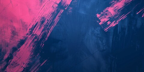 A minimalist background features brush strokes in blue and pink. - obrazy, fototapety, plakaty